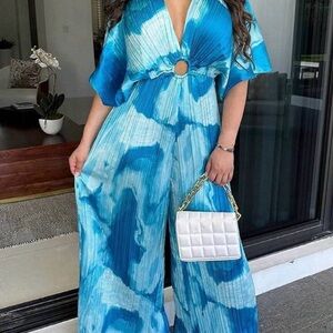 Blue Tie-Dye Jumpsuit